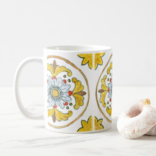 Caneca De Café Mata de cerâmica com design tradicional siciliana (Com Donut)