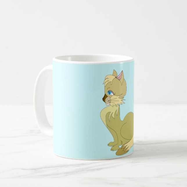 Caneca De Café Mata de Gato Amarelo Azul (Frente Esquerda)