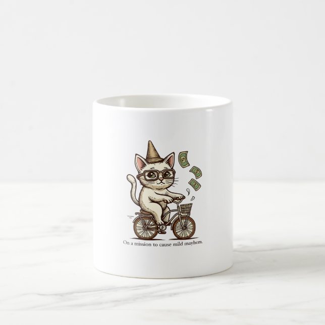 Caneca De Café Mata-Gato Mísquida - Gato Engraçado De Estilo Vint (Centro)