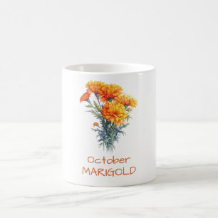 Caneca De Café Mata Marigold, flor primária de nascimento, outubr