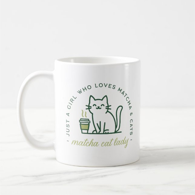 Caneca De Café Matcha and cat lover funny just a girl kawaii (Esquerda)