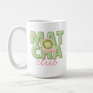 Caneca De Café Matcha Club Verde e Rosa Estética Impressão nas Co