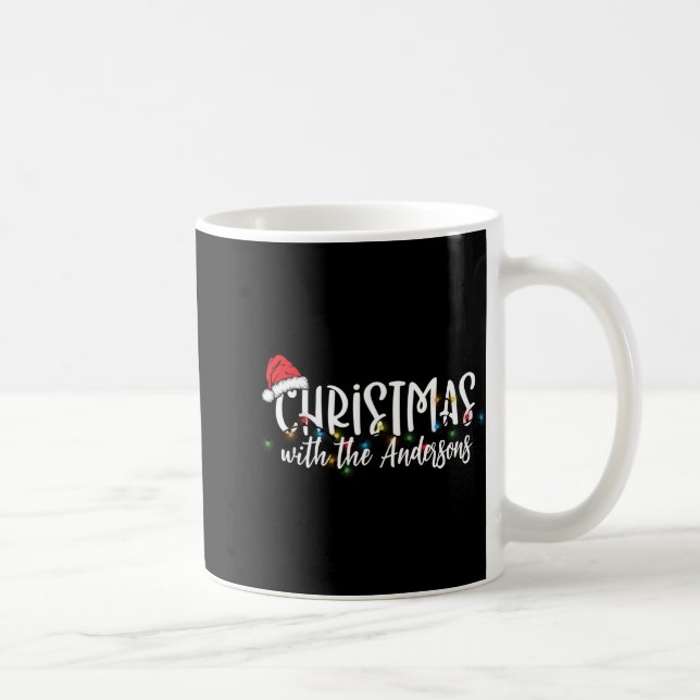 Caneca De Café Matching Family String Lights Santa Hat Christmas  (Direita)