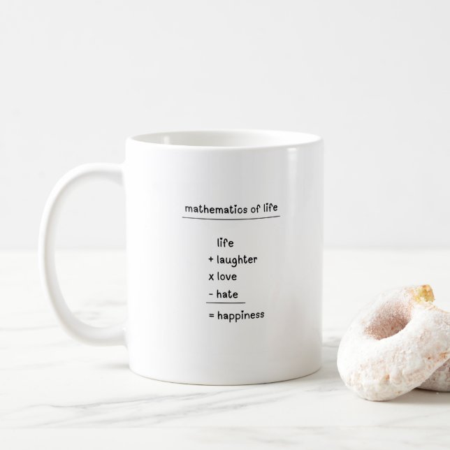 Caneca De Café Matemática da Vida - Mug de Café Motivacional (Com Donut)