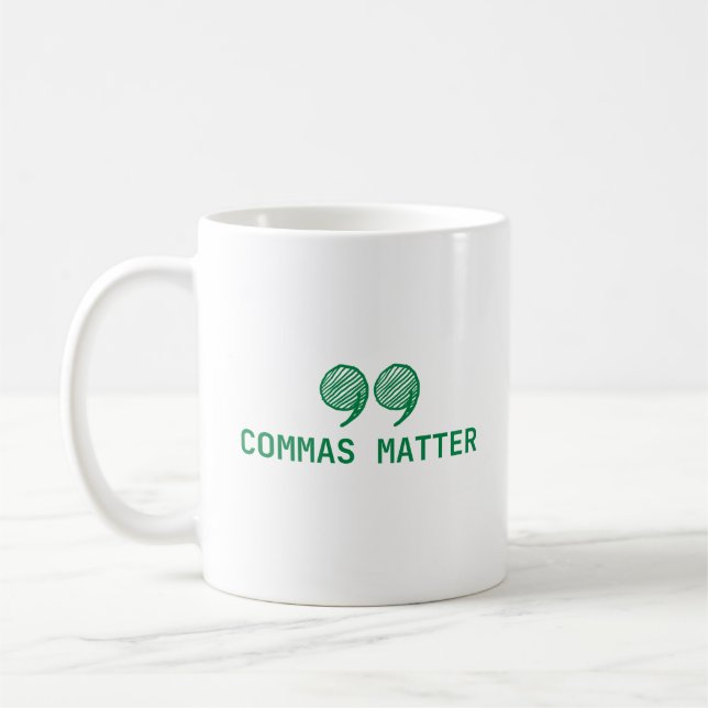 Caneca De Café Matéria Commas | Engraçado dote professor de inglê (Esquerda)