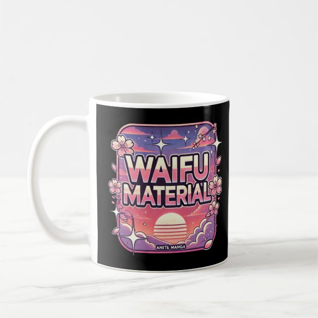 Caneca De Café Material Waifu" (Esquerda)