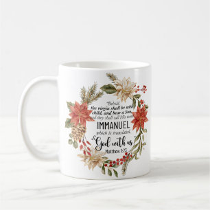 Caneca De Café Mateus 1:23 Immanuel Deus conosco Natal Floral