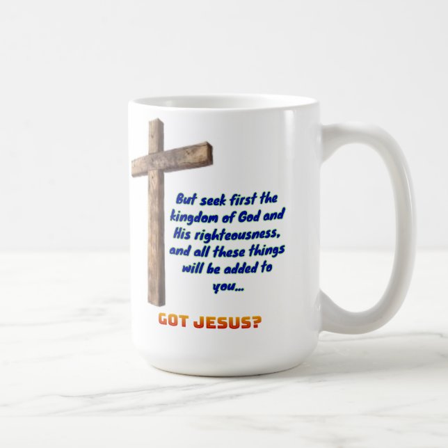 Caneca De Café Mateus 6:33 Cruz (Direita)