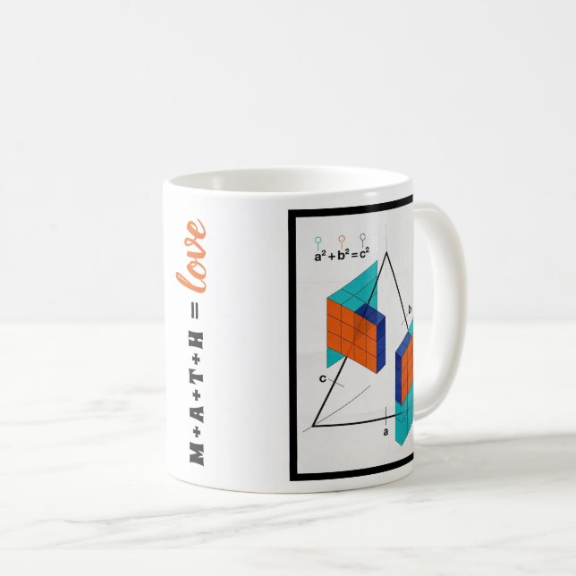Caneca De Café Math Equals Love 3D Pythagorean Theorem Mug (Frente Esquerda)