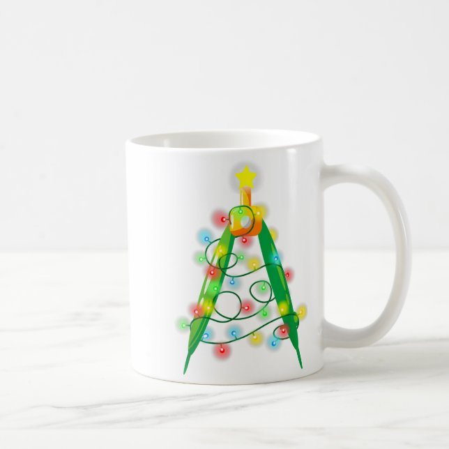 Caneca De Café Math Teacher Comp Christmas Tree Lights School Geo (Direita)