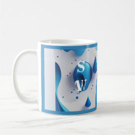 Caneca de Café Matinal Assinatura Onda de Cobalto
