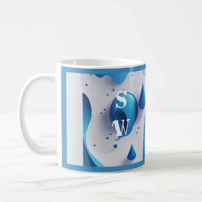 Caneca de Café Matinal Assinatura Onda de Cobalto (Esquerda)