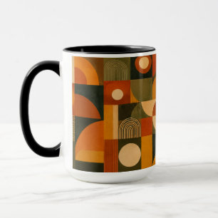 Caneca de Café Matinal Geométrica Retro Bauhaus Ae