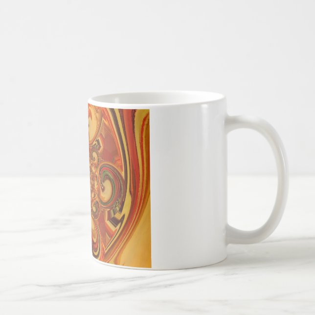 Caneca De Café Matizes de padrão giratório de laranja, castanho,  (Direita)