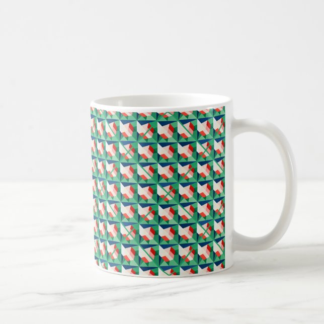 Caneca De Café matriz de blocos em vermelho verde e azul (Direita)