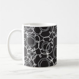 Caneca De Café Matriz Floral Abstrata (Preto) Arte Refinada