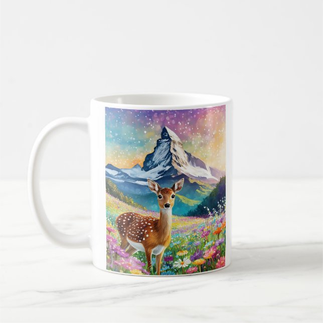 Caneca De Café Matterhorn na Suiça e uma Fawn (Esquerda)