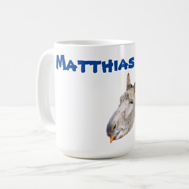 Caneca De Café Matthias Name Com Um Cãozinho De Café (Frente Esquerda)