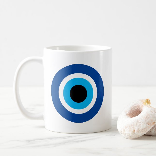 Caneca De Café Mau de Mati Azul Símbolo de olho impressão de café (Com Donut)
