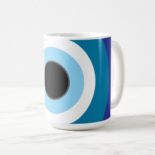 Caneca De Café Mau de Olho Moderno Azul (Frente Esquerda)