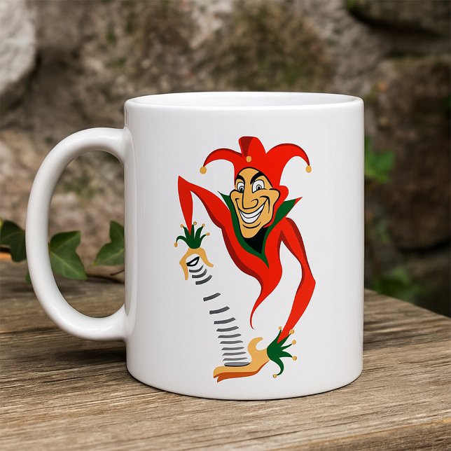 Caneca De Café Mau Grinning Jester Joker com Jack-in-the-Box (Criador carregado)