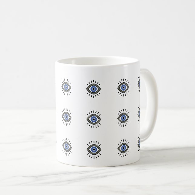 Caneca De Café Mau, símbolo de proteção ocular, olhos azuis (Frente Esquerda)