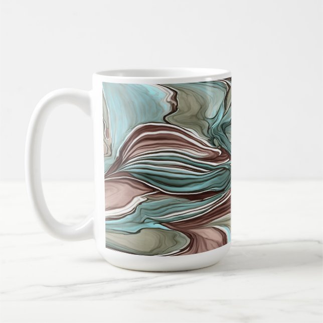 Caneca De Café Mauve Blue Aqua Swirling Mug (Esquerda)