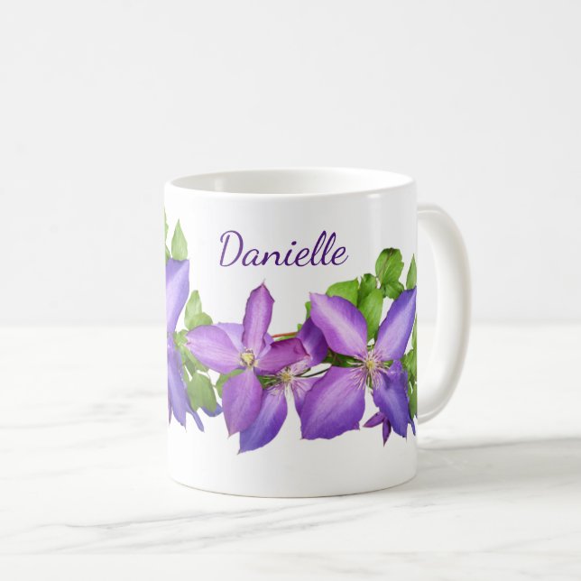 Caneca De Café Mauve Clematis Bonito personalizada (Frente Esquerda)