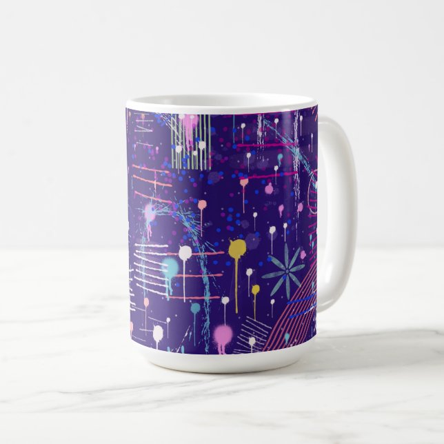 Caneca De Café Maximalist Abstract on Purple (Frente Esquerda)