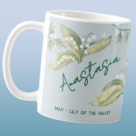 Caneca De Café May Birth Flower Custom Name Lily of the Valley