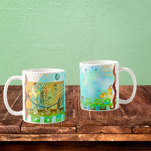 Caneca De Café Mayan Turquoise & Ouro Misty Sky