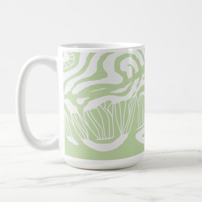 Caneca De Café Mazipoodles Kente Savannah Sunshine - Mint White  (Esquerda)