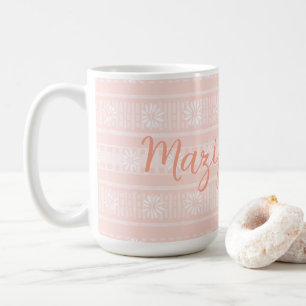 Caneca De Café MAZIPOODLES Listras Florais de Tricô Canelado Nome