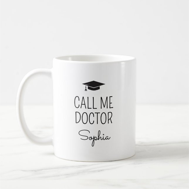 Caneca De Café Me Chame de Doutor Nome Personalizado (Esquerda)