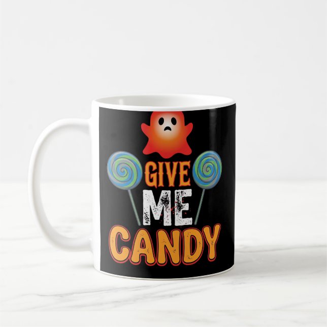 Caneca De Café Me Dê Doce Fantasma de Halloween_1 (Esquerda)