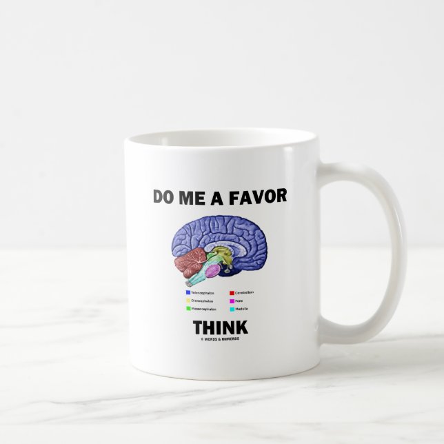 Caneca De Café Me Faça Um Favor Pense (Humor de Anatomia do Céreb (Direita)
