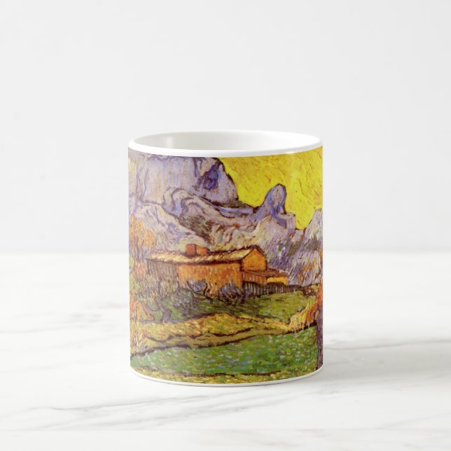 Caneca De Café Meadow em Montanhas por Vincent van Gogh (Centro)