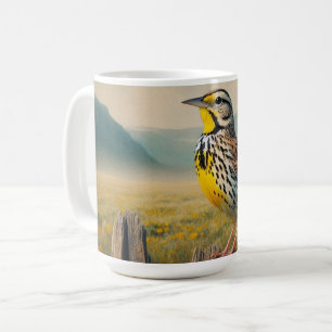 Caneca De Café Meadowlark oriental atingido por uma cerca russa