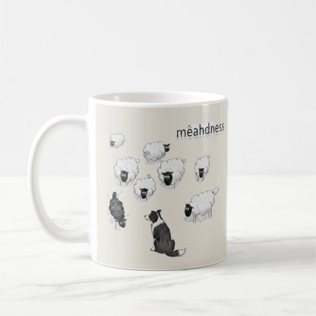 Caneca De Café Mêahdness Funny Sheep Dog Pen Sketch Cartoon (Esquerda)