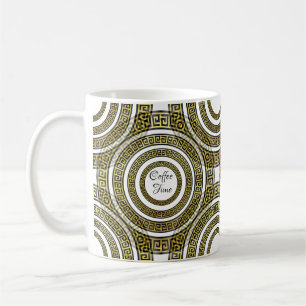 Caneca De Café Meandro de Chave Grega em Simetria Geométrica Artd