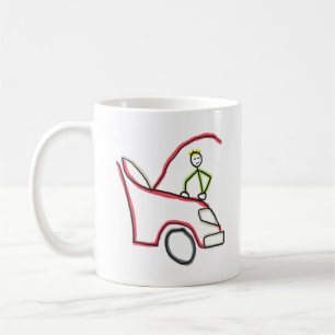Caneca De Café Mecânico de Carros Stickman