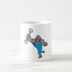Caneca De Café Mecânico Gorila Segurando Chave de Fenda