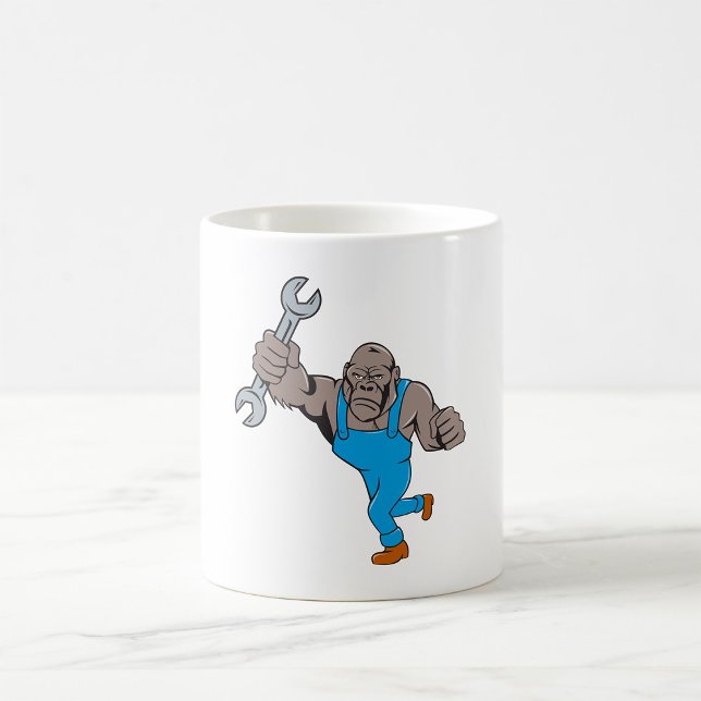 Caneca De Café Mecânico Gorila Segurando Chave de Fenda (Criador carregado)