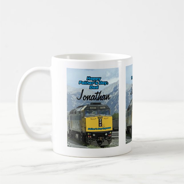Caneca De Café Mecanismo de Comboio Ferroviário Amarelo Dia de os (Esquerda)