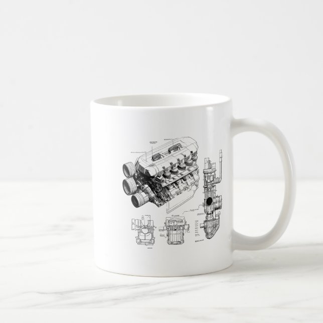 Caneca De Café Mechanics Car Enthusiast Men Engine Eces  (Direita)