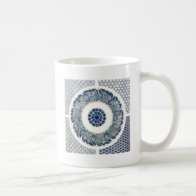 Caneca De Café Medalhão Chinês: Chinoiserie Azul Índigo (Direita)