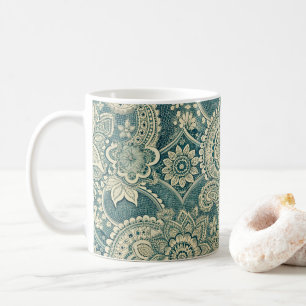 Caneca De Café Medalhão de Renda Esmeralda