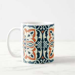 Caneca De Café Medalhão sem costura Padrão multicolorido da Vinta