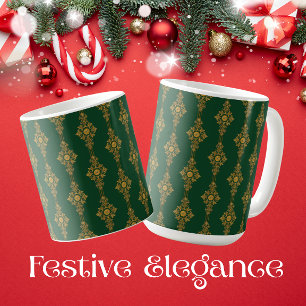 Caneca De Café Medalhão Verde Floresta Festivo