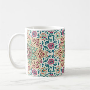 Caneca De Café Medallion Vintage, padrão multicolorido em turco,